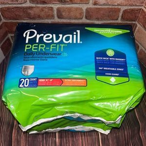 2 Packages Prevail Per-Fit Daily Incontinence Underwear Diaper Medium 34”-36”